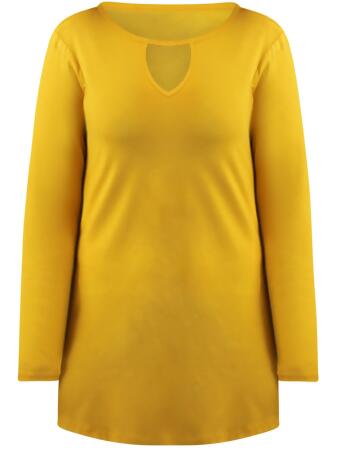 Lightweight Jersey Knit Long Sleeve Tunic Top - Large