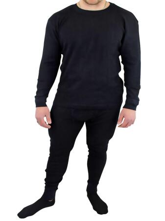 Mens Black Thermal Big Tall Long Underwear Set - XX-Large