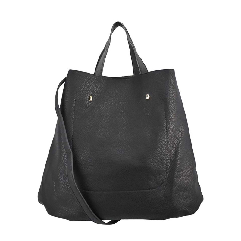 simple black leather tote