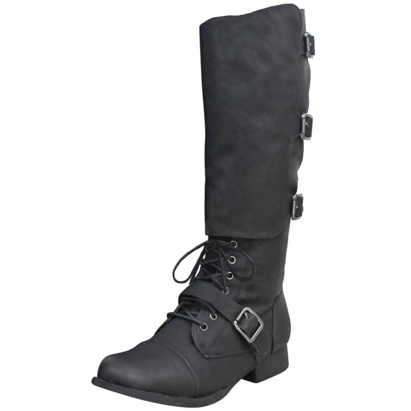 black knee high combat boots