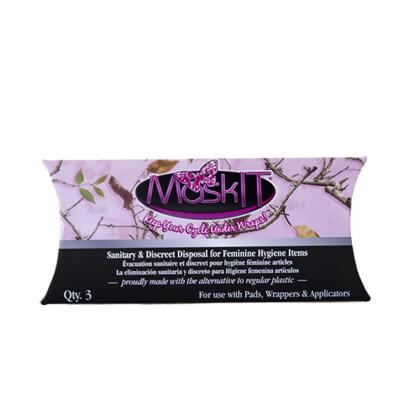 Mas kIT Pouch for Pads Method of Disposal For Used Feminine Hygiene Products (3 Pack) - MASK-V2T3 - Mas kIT is a new product that provides a discreet and easy method of disposal for used feminine hygiene products.  With a simple inversion process, the used product is sealed within a small opaque plastic bag which prevents the leaking of any fluids...