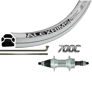 The Wheel Shop Rear 700C Wheel Alex Ace-17 Silver/ Fm-31 Silver 36 Steel Spokes Bolt-On Axle Freewheel Rr//2w/sil/fm21 - All