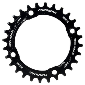 Chromag Sequence 28T 10/11Sp Bcd 94 4 Chainring 7075-T6 Aluminum Black 151-001-011 - All
