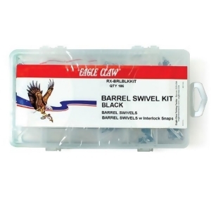 Eagle Claw Black Barrel Swivel Kit with 186 Pieces Rx-brlblkkit - All