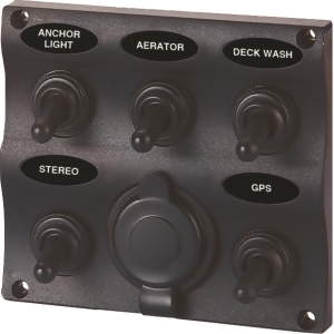 Seasense 5 Gang Toggle Switch Panel With 12-Volt Outlet 50031295 - All