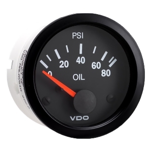 Vdo Vision Black 80 Psi Oil Pressure Gauge; Use With Vdo 350-104 - All
