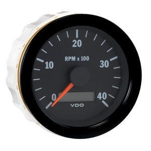Vdo Vision Black 4000 Rpm 3 3/8 Tachometer With Hourmeter 333-163 - All
