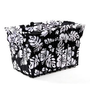 Cruiser Candy Black/White Hibiscus Bicycle Basket Liner Bl-blkwht - All