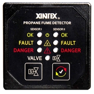 Xintex Propane Fume Detector Alarm w/2 Plastic Sensors Solenoid Valve Square Black Bezel Display - All