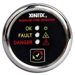 Xintex Gasoline Fume Detector Alarm w/Plastic Sensor Chrome Bezel Display - All