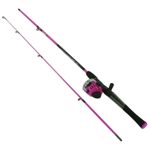 Zebco / Quantum Splash Spincast Combo; 3.4 1 Gear Ratio; 6 2pc Rod; 6-14 lb; Ambidextrous; Pink Splash Pink 6' 2Pc Med - All