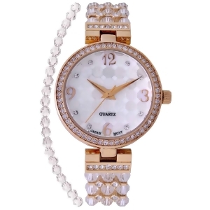 Croton Ladies CLear Swarovski Bead Watch with Austrian Crystals and Coordinated Bracelet Cn207563ylcr - All