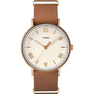 Timex Unisex Southview Rose Goldtone Tan Leather Strap Watch Tw2r28800 - All
