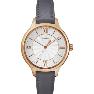 Timex Womens Peyton Rose Goldtone Grey Leather Strap Watch Tw2r27700 - All