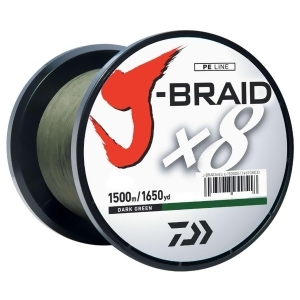 Daiwa J-Braid Braided Fishing Line 8 lbs 1650 yds Dark Green Jb8u8-1500dg - All