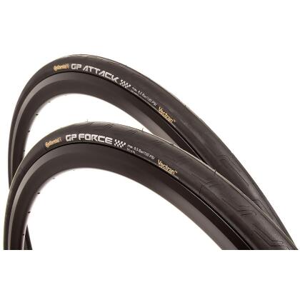 Continental Attack/Force Iii Combo Road Bicycle Clincher Tire Set Folding - 700 x 23/25