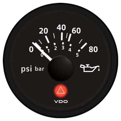 Vdo Viewline 80 Psi/5 Bar Oil Pressure Gauge 12/24V Use with Vdo Sender - All