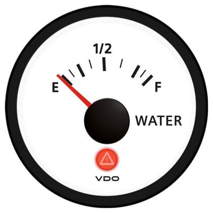 Vdo Viewline Freshwater Gauge 12/24V Use with Vdo 10-180 Ohm Sender - All