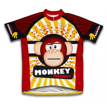 Scudo Men's Microfiber Short Sleeve Cycling Jersey Crazy Banana Monkey Scu004 - M