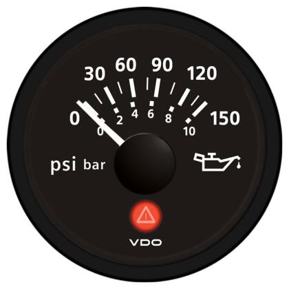 Vdo Viewline 150 Psi/10 Bar Oil Pressure Gauge 12/24V Use with Vdo Sender - All