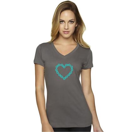 Dhd Wear Women's Chain Heart Short Sleeve T-Shirt - M