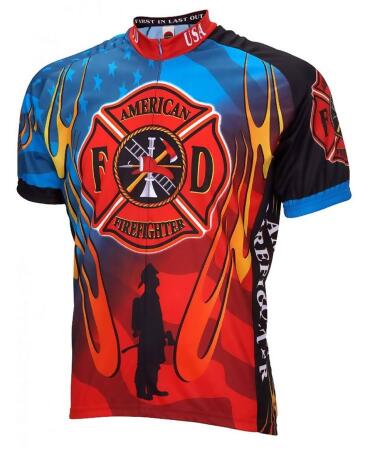 World Jerseys Men's American Firefighter Cycling Jersey Wjaffj - XXL