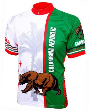 World Jerseys Men's California Flag Cycling Jersey Wjcalf - XL