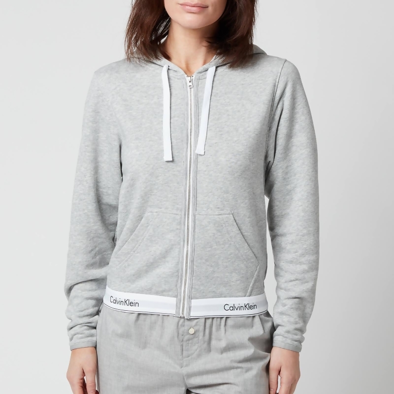 calvin klein grey zip moletom com capuz