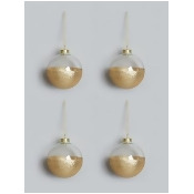 Set Of 4 Gold Dipped Glass Christmas Tree Baubles Set Of 4 Gold Dipped Glass Christmas Tree Baubles
