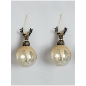 Deer Topped Glass Baubles &Ndash; Set Of 2 Deer Topped Glass Baubles &Ndash; Set Of 2