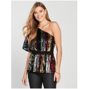 V By Very Sequin One Shoulder Top - Multi V By Very Sequin One Shoulder Top - Multi