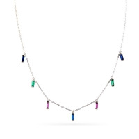 CARYN - Multicolor Baguette Drop Necklace - (FINAL SALE)