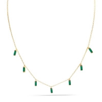 CARYN - Emerald Green Baguette Drop Necklace