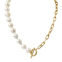 JANE – Freshwater Pearl and Paperclip Necklace