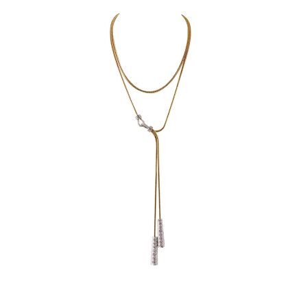 ANASTASIA – Stone Tassel Two-Tone Necklace