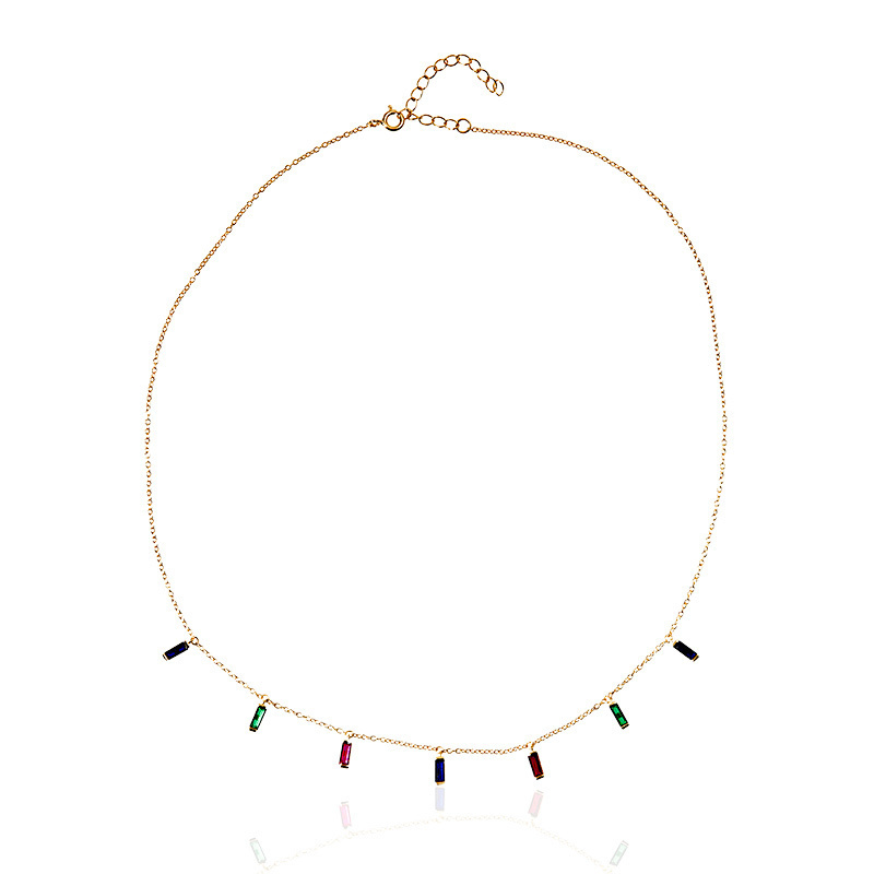 CARYN - Multicolor Baguette Drop Necklace - (FINAL SALE)