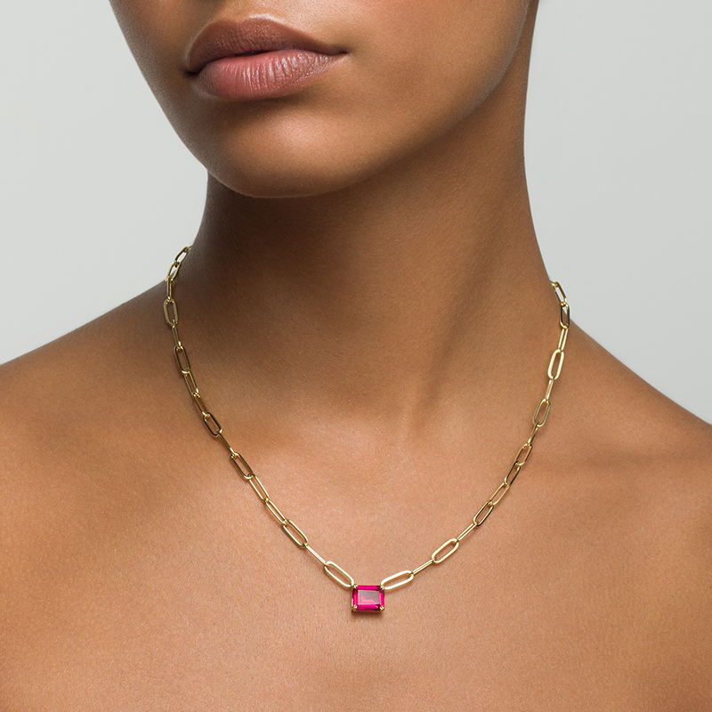 SCARLETT - Petite Solitaire Paperclip Necklace