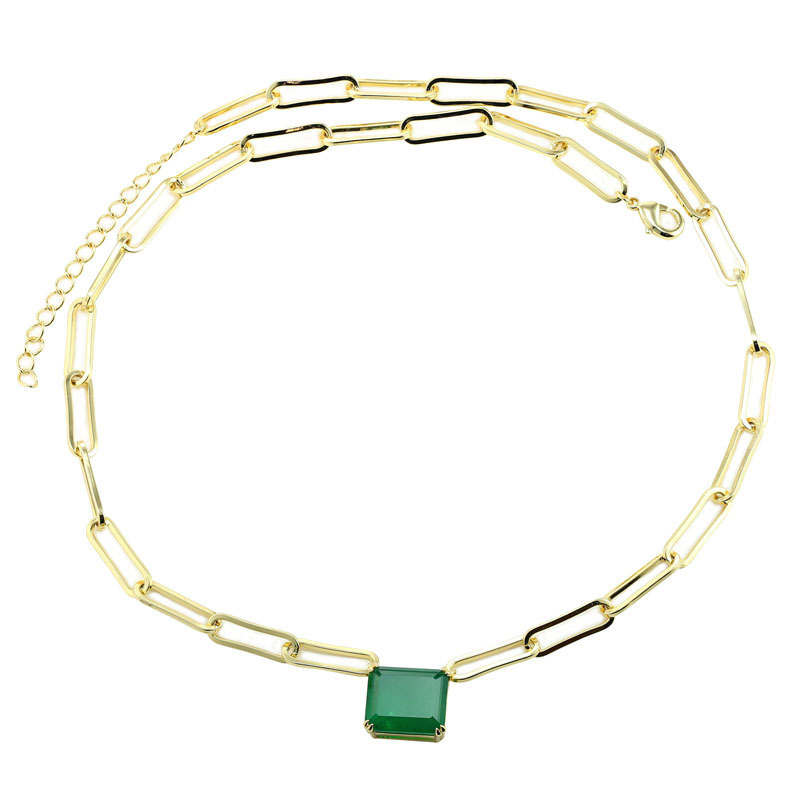 JADE - Solitaire Paperclip Necklace