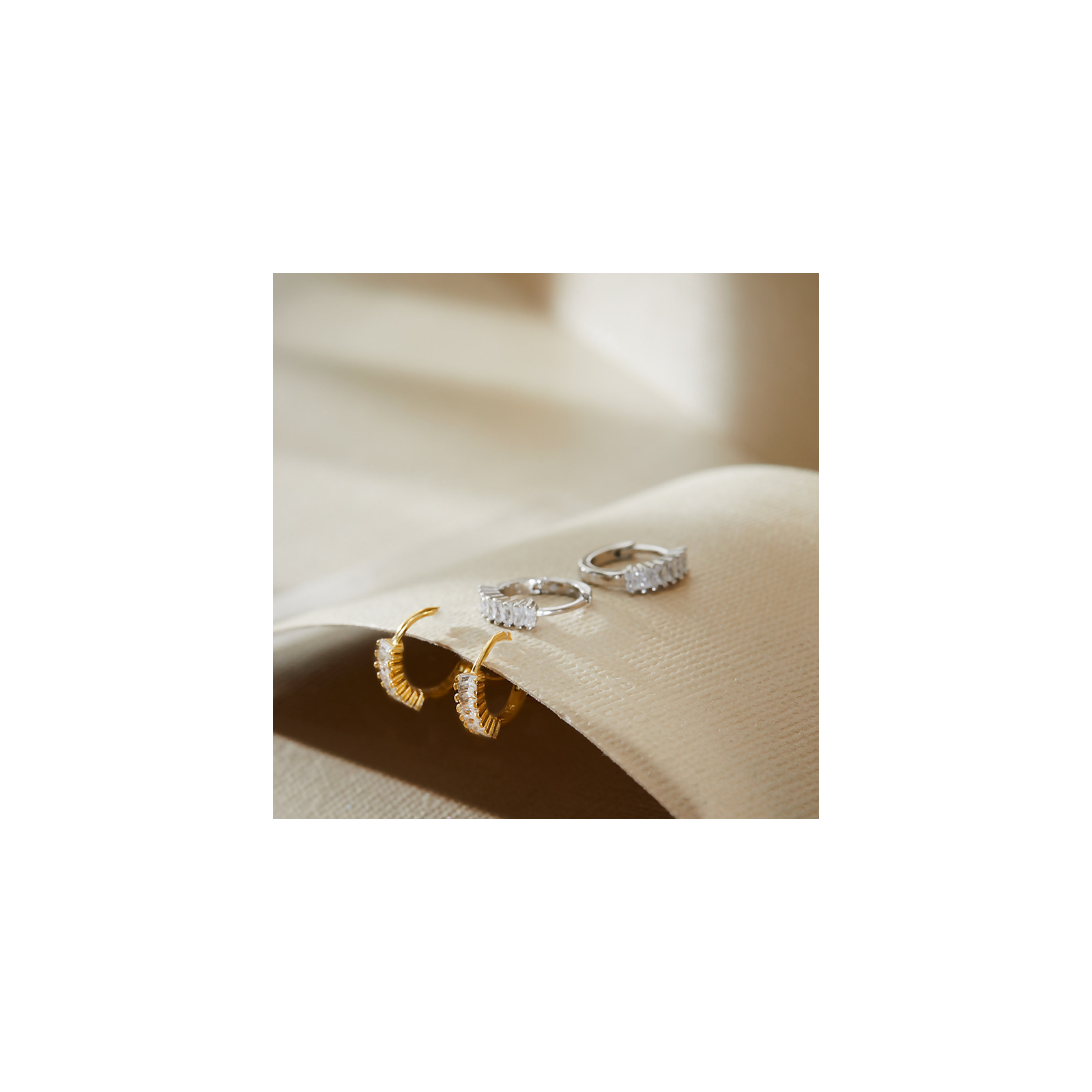 GEO - Mini Baguette Huggie Earrings