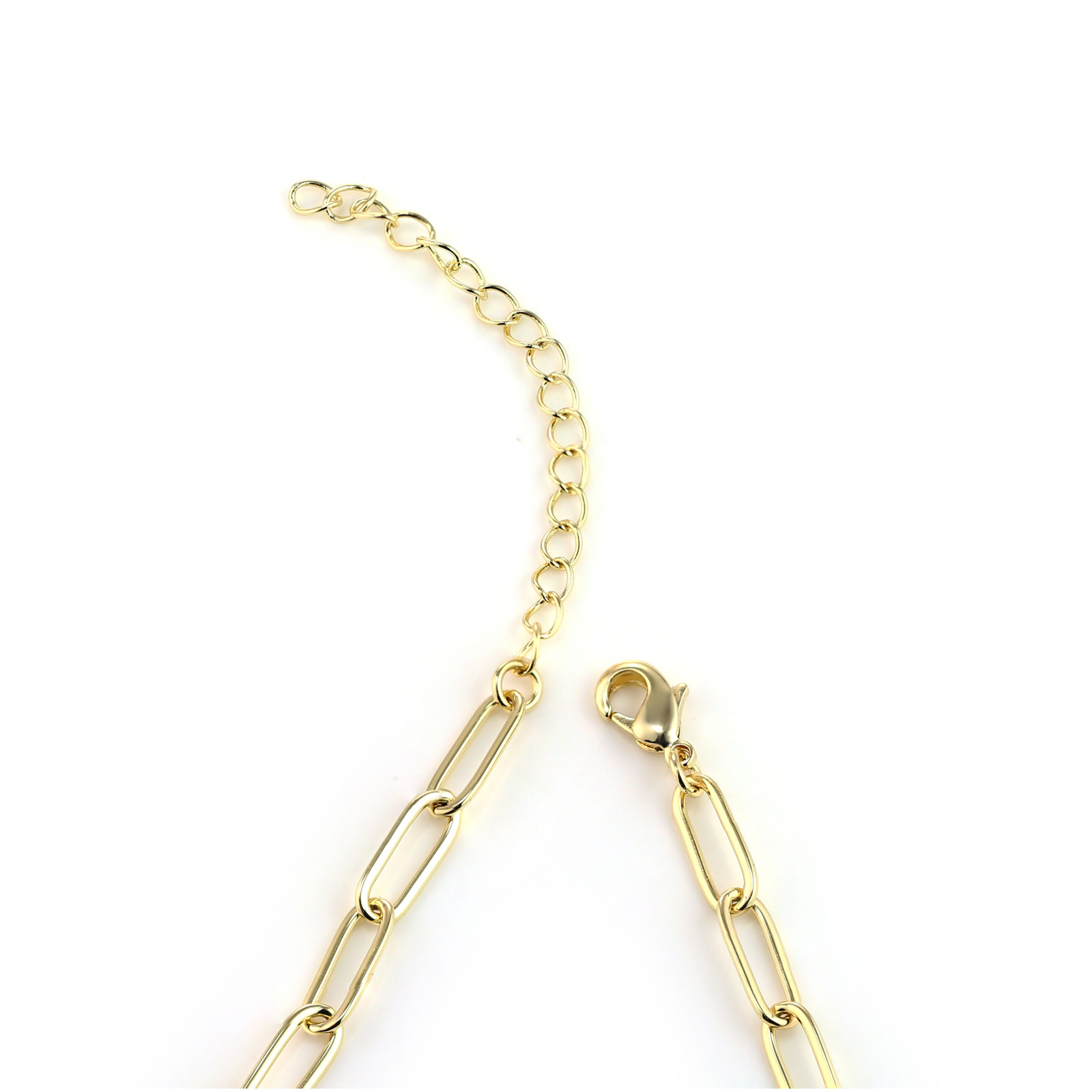 MARIA - Paperclip Necklace With Pave Oval Link