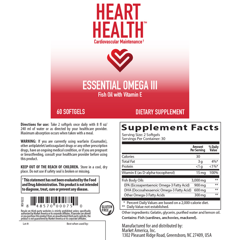 nutraMetrix® Heart Health™ Essential Omega III Fish Oil with Vitamin E