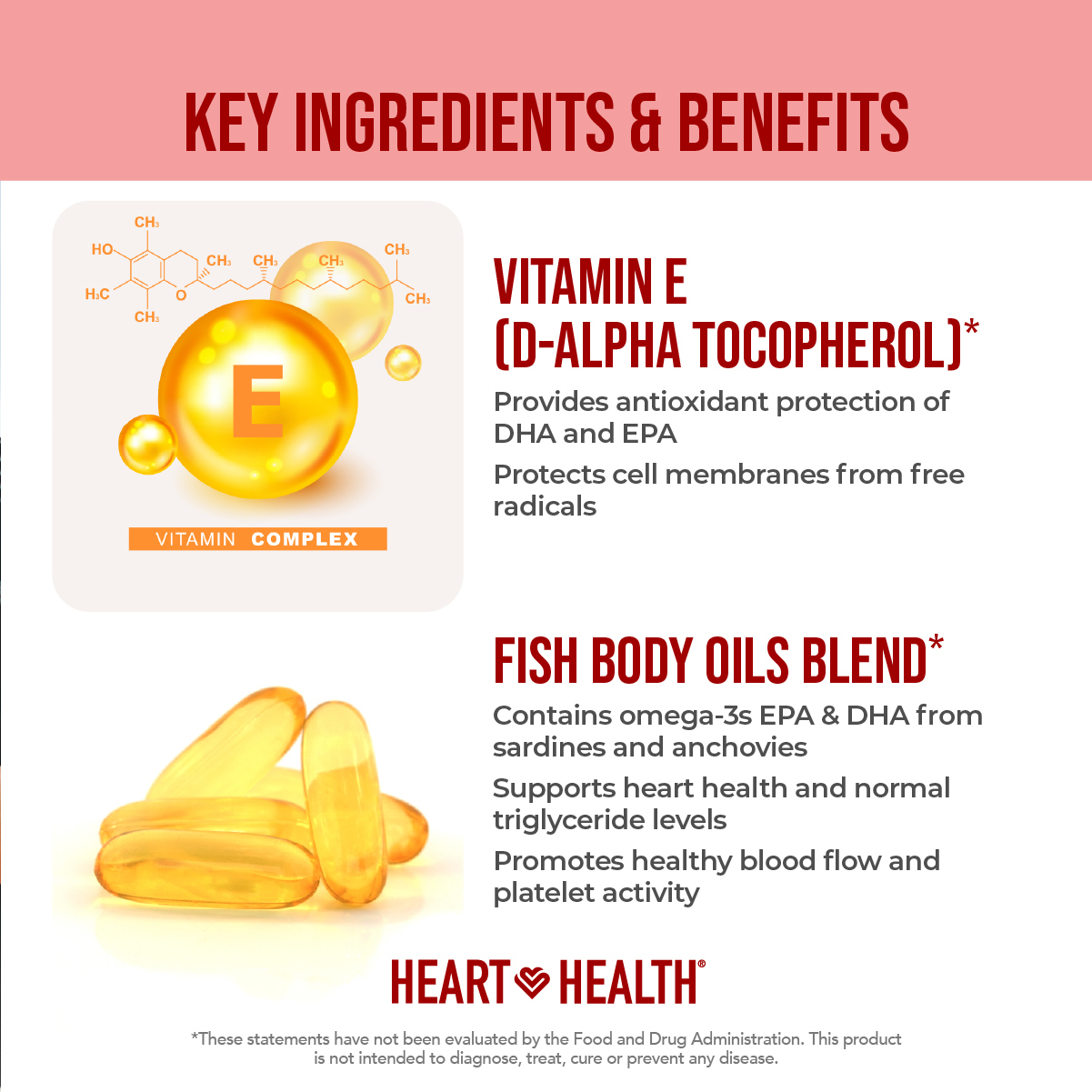 Heart Health™ Essential Omega III Fish Oil with Vitamin E