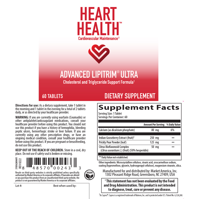 Heart Health™ Advanced LipiTrim® Ultra (Cholesterol and Triglyceride Support Formula)
