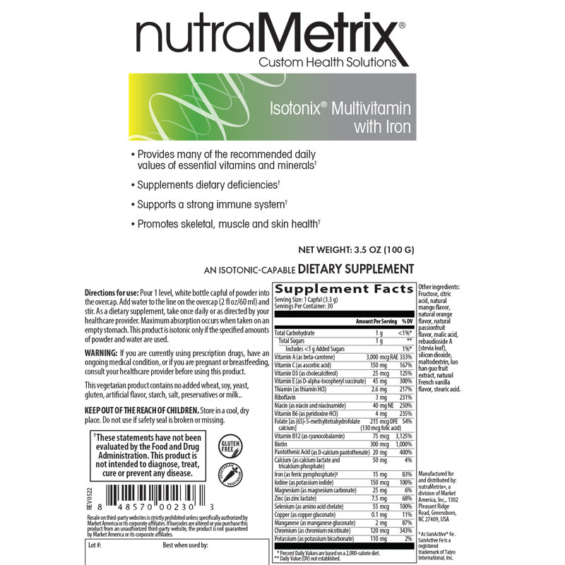 nutraMetrix Isotonix® Multivitamin with Iron