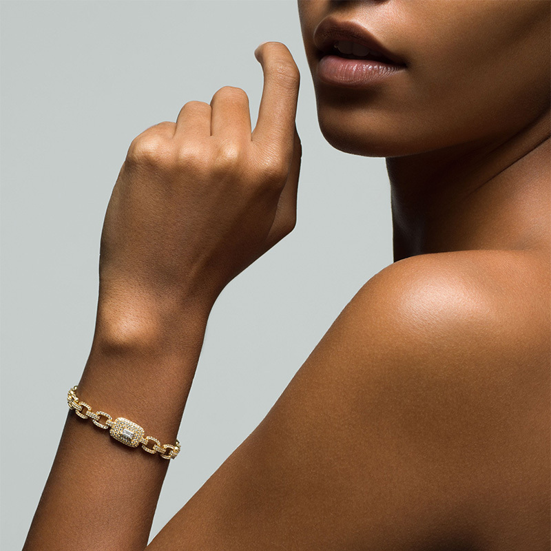 LOREN - Pave Square Radiant Cut Link Bracelet (FINAL SALE)