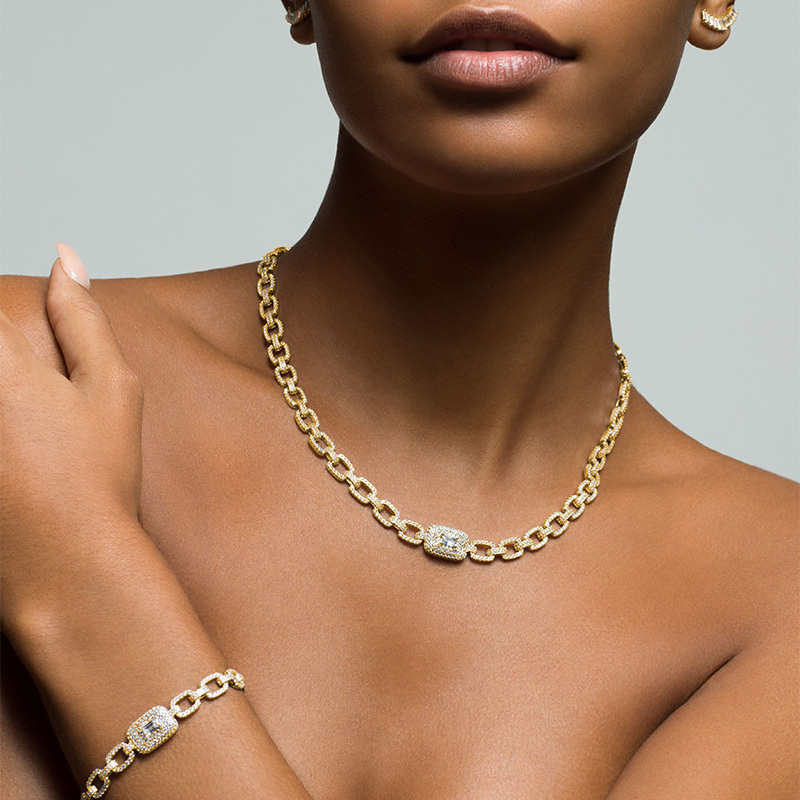 LOREN - Pave Square Radiant Cut Link Bracelet (FINAL SALE)