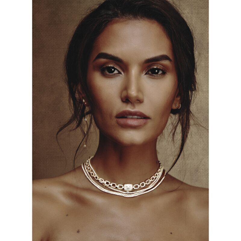 LOREN - Pave Square Radiant Cut Link Necklace (FINAL SALE)