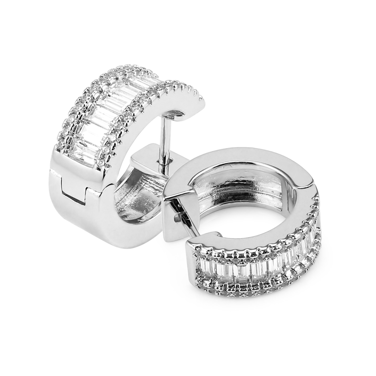 OPHELIA – Baguette Channel Set Huggie Earrings