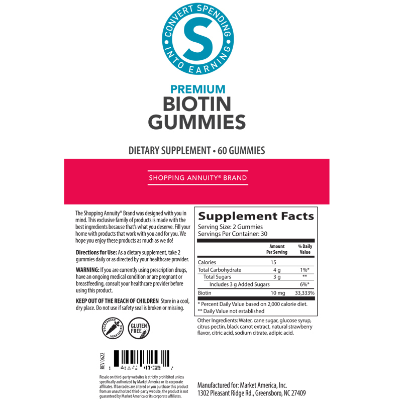 Shopping Annuity® Brand Premium Biotin Gummies