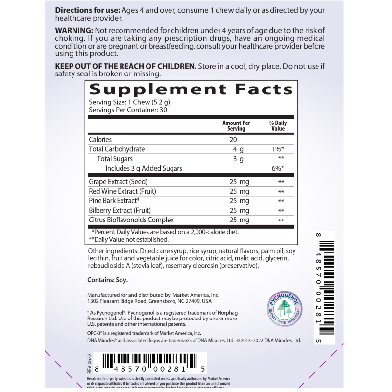 nutraMetrix DNA Miracles OPC-3&reg; Chews